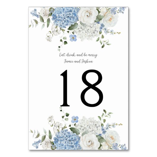 青紫陽花、バラ結婚のテーブル番号 テーブルナンバー (正面)