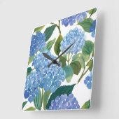 青紫陽花 | 美しいフローラブッシュ スクエア壁時計 (傾斜)