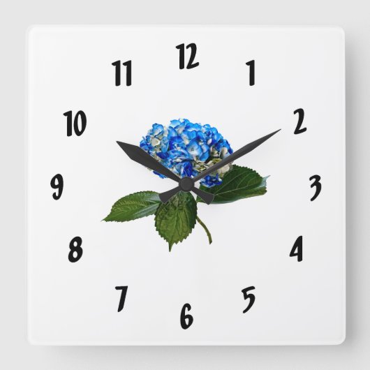 青紫陽花(葉) スクエア壁時計 (正面)