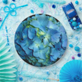 青紫陽花 |青いフローラ写真 ペーパープレート (パーティー)