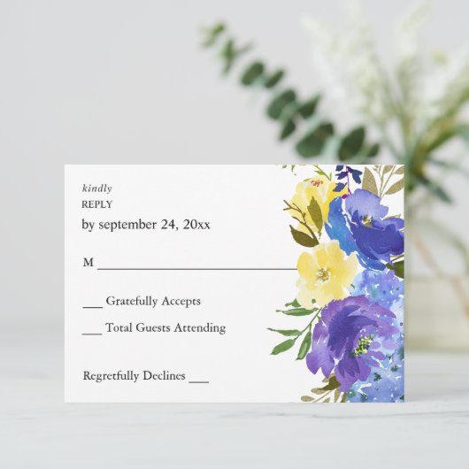 青紫黄色の花模様 出欠カード (スタンド正面)