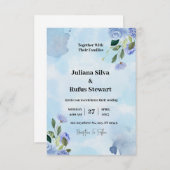 青紫 水彩シンプル ミニマル ウェディング (正面/裏面)