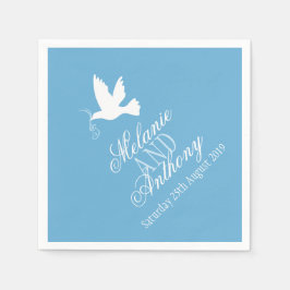青結婚いハトの一つカスタムの白 スタンダードカクテルナプキン