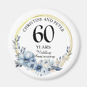 青結婚いフローラのエレガント記念日 マグネット (正面)