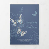 青結婚い蝶の色合い 三つ折り招待状 (カバー)