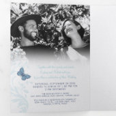 青結婚い蝶の色合い 三つ折り招待状 (内部最初)