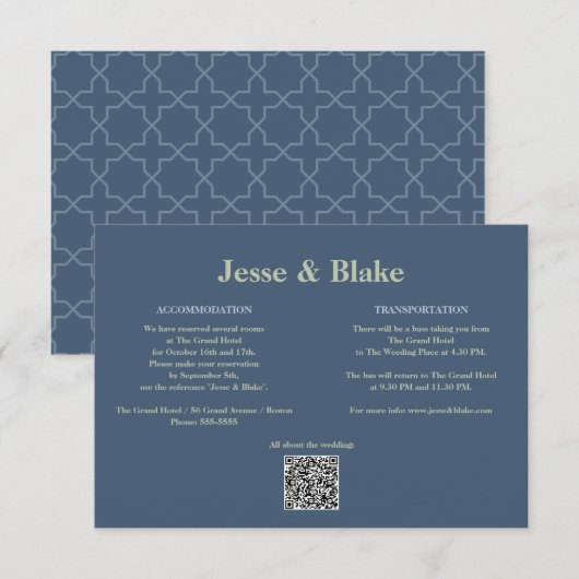 青結婚と格子模様 エンクロージャーカード (正面/裏面)