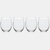 青結婚と格子模様 ステムなしワイングラス (左)