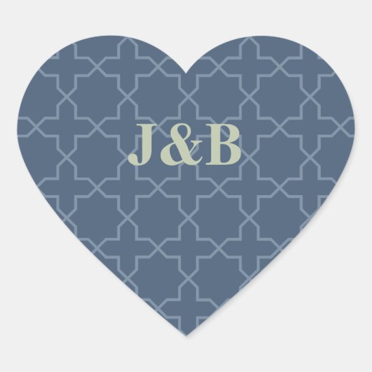 青結婚と格子模様 ハートシール (正面)