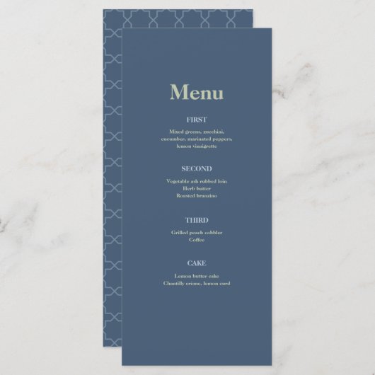 青結婚と格子模様 メニュー (正面/裏面)