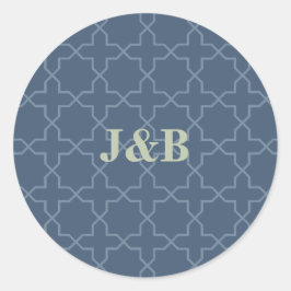 青結婚と格子模様 ラウンドシール