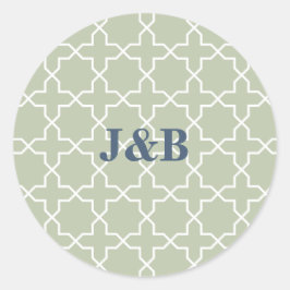 青結婚と格子模様 ラウンドシール