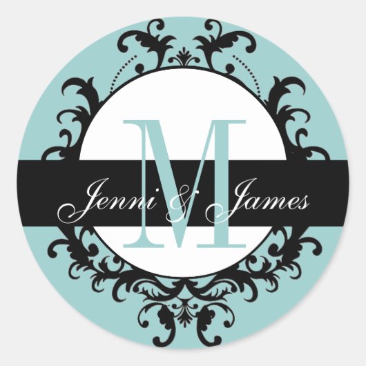 青結婚のモノグラム名ラ華美ベル ラウンドシール (正面)
