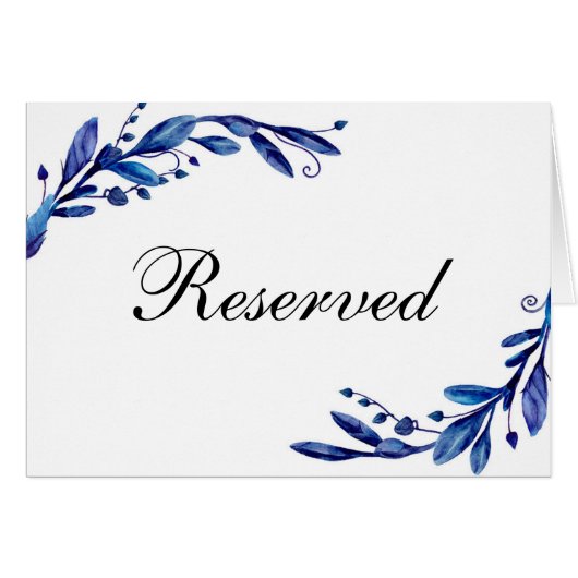 青結婚の予約。ネイビーフローラテーブルカード (正面横)