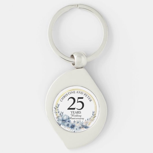 青結婚フローラエレガント記念日 キーホルダー (正面)
