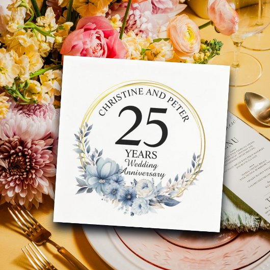 青結婚フローラエレガント記念日 スタンダードカクテルナプキン