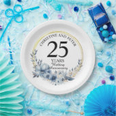 青結婚フローラエレガント記念日 ペーパープレート (パーティー)