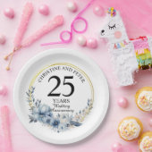 青結婚フローラエレガント記念日 ペーパープレート (パーティー)