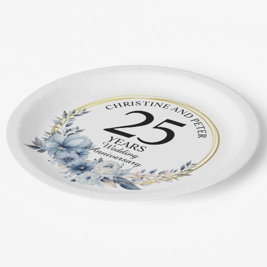 青結婚フローラエレガント記念日 ペーパープレート (アングル)