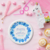 青結婚水色リースカスタム紙プレート ペーパープレート (パーティー)