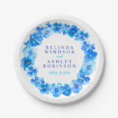 青結婚水色リースカスタム紙プレート ペーパープレート (正面)