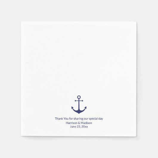 青結婚白航海のいかり スタンダードカクテルナプキン (正面)