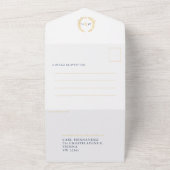 青結婚白金ゴールド楕円モノグラ葉ム オールインワン招待状 (外側)