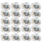 青結婚色と金ゴールドの好意 シール (正面)