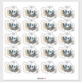 青結婚色と金ゴールドの好意 シール