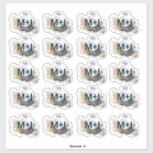 青結婚色と金ゴールドの好意 シール