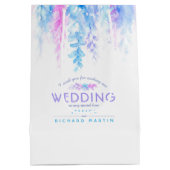 青結婚色のピンクの花感謝していは好き抱き枕 ミディアムペーパーバッグ (裏面)