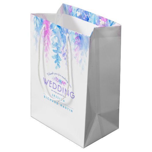 青結婚色のピンクの花感謝していは好き抱き枕 ミディアムペーパーバッグ (裏面アングル)