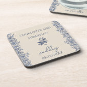 青結婚色の植物縁どヴィンテージ コースター (左側)