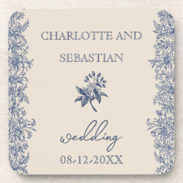 青結婚色の植物縁どヴィンテージ コースター