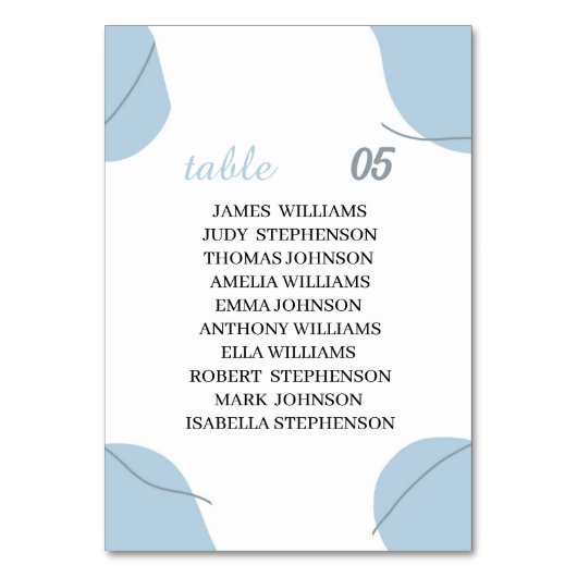 青結婚色 テーブルナンバー (正面)