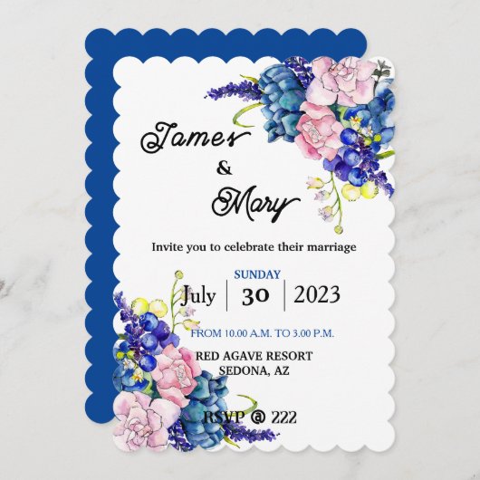 青結婚色 招待状 (正面/裏面)