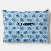 青絞り染め花柄名前をカスタムする アクセサリーポーチ (裏面)