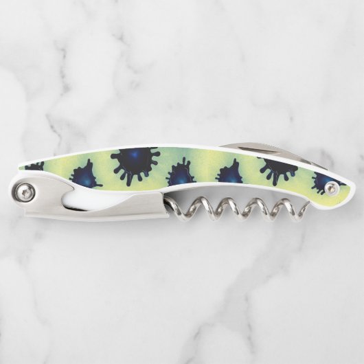 青絵を描と緑の（ばちゃばちゃ）跳ねる ソムリエナイフ (正面)