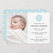 青絵を描モノグラム写真誕生のお知らせ 案内状 (正面/裏面)