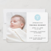 青絵を描モノグラム写真誕生のお知らせ 案内状 (正面)