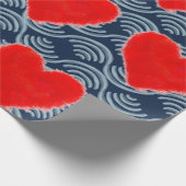 青絵を描地景品ラッピング赤いハート ラッピングペーパー (角)