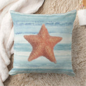 青絵を描水色の魚ストライプ類 クッション (ブランケット)