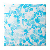 青絵を描熱帯フローラ タイル (正面)