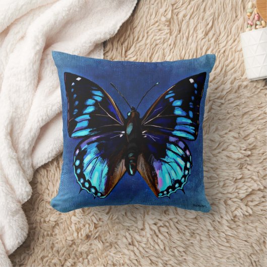 青絵を描蝶 クッション (ブランケット)