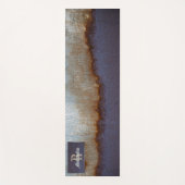 青絵を描、さび色、シルバーグレーのメタルテクスチャ ヨガマット (正面)