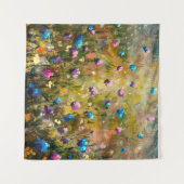  青絵画いピンク色のフルの近くの美しい牧草地 タペストリー (正面(横))