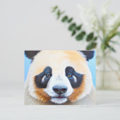 青絵画い背景のパンダ ポストカード (スタンド正面)