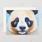 青絵画い背景のパンダ ポストカード (正面/裏面)