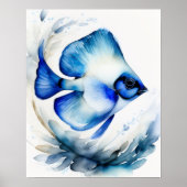 青絵画魚の水色 ポスター (正面)