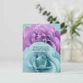 青緑および紫色のバラの結婚式のテンプレート2 招待状 (スタンド正面)